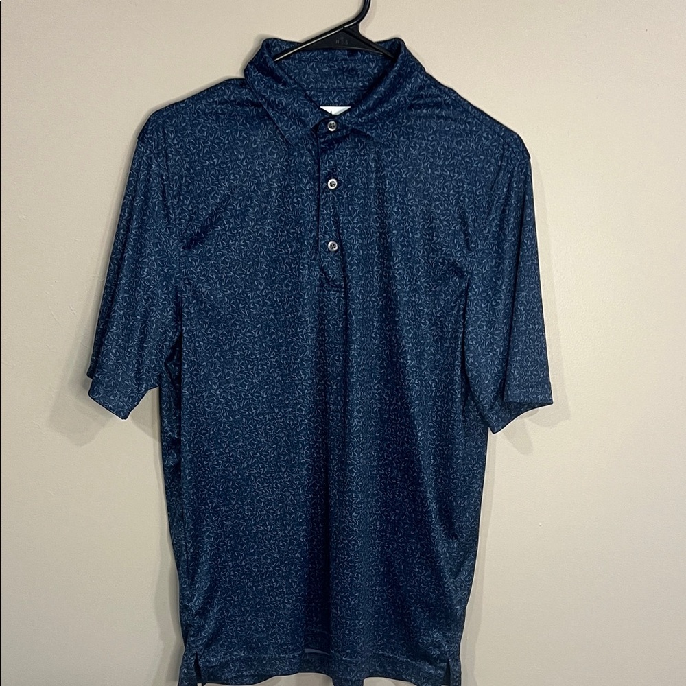 PGA Greg Norman Tour Navy Patterned Polo Shirt small